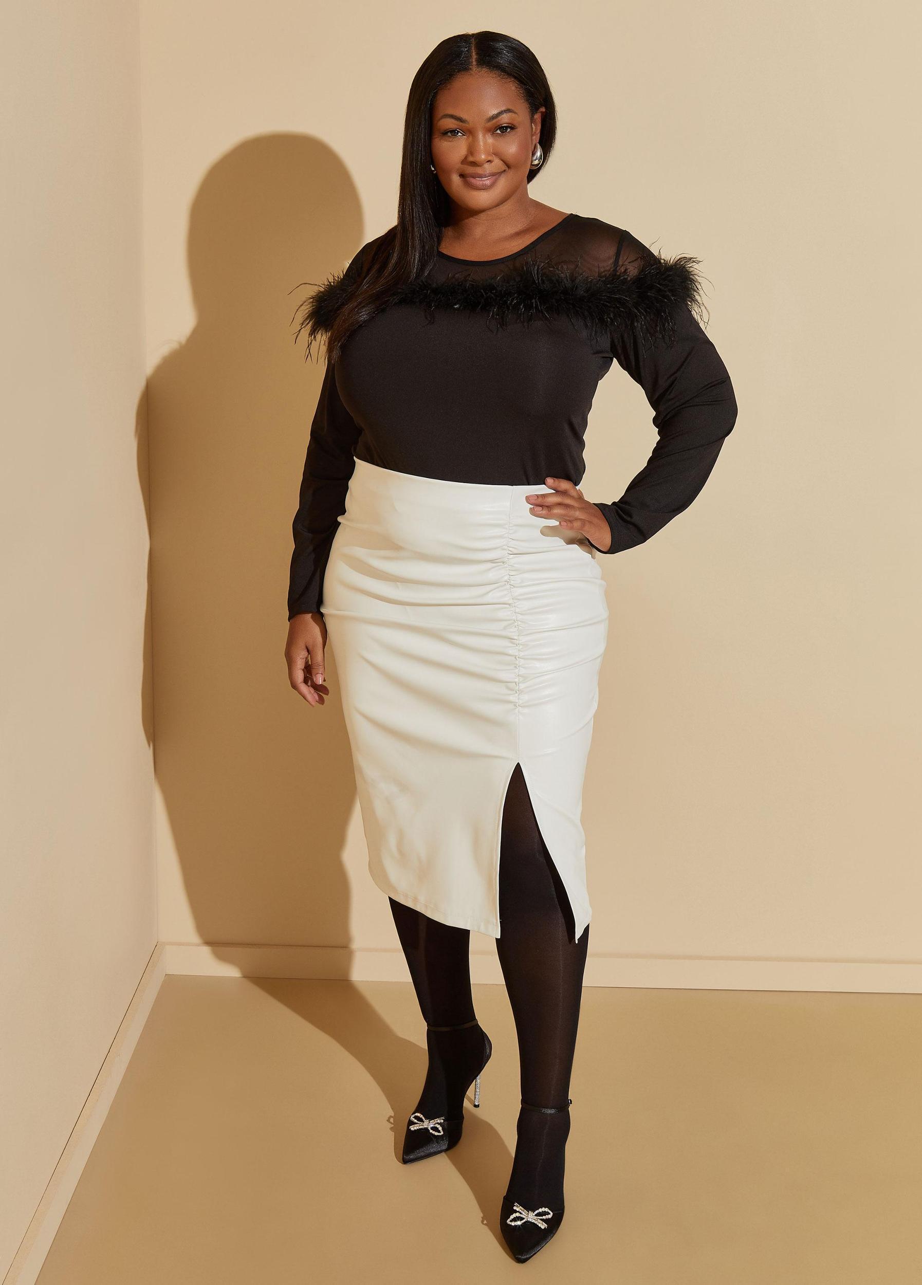 Feather Embellished Paneled Top Product Image