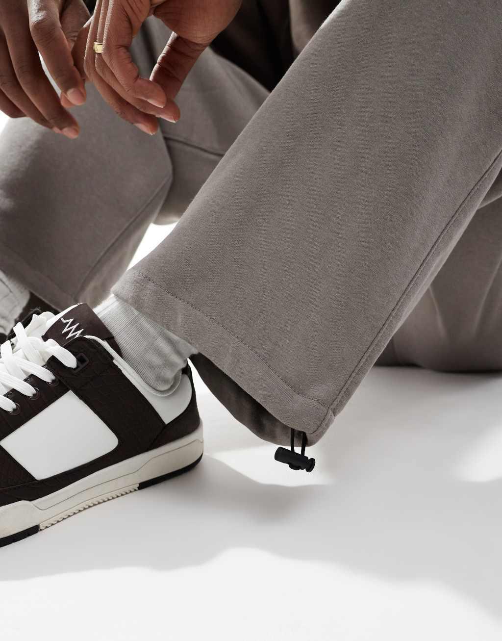 Bershka balloon fit sweatpants in taupe Product Image
