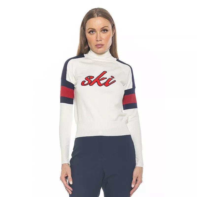 Women's ALEXIA ADMOR Jenni Long Sleeve Knit Turtleneck Sweater, Size: Medium, Black Ivory Product Image
