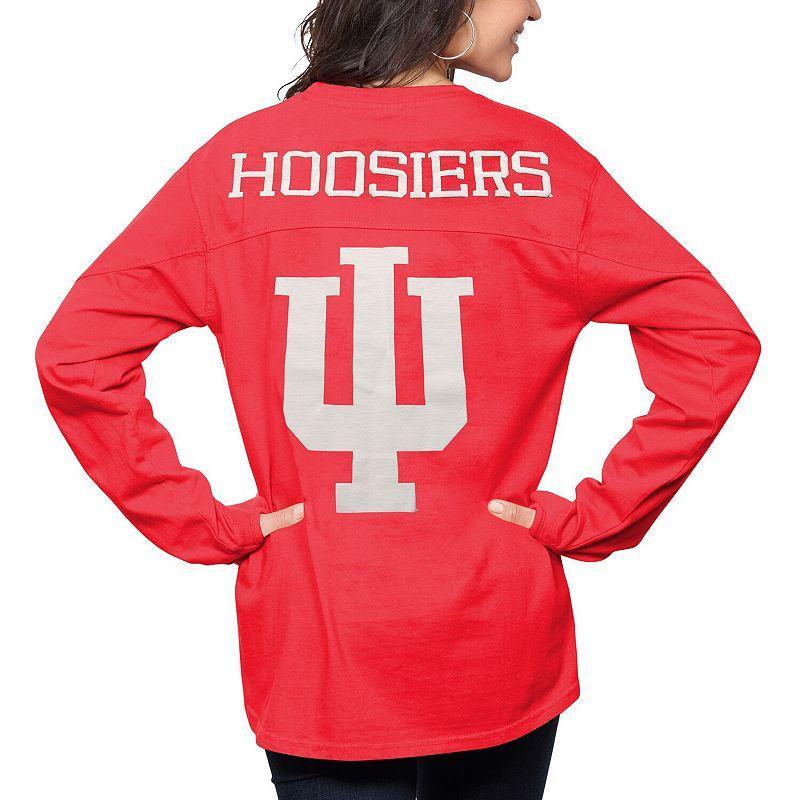 Womens Pressbox Crimson Indiana Hoosiers The Big Shirt Oversized Long Sleeve T-shirt Product Image