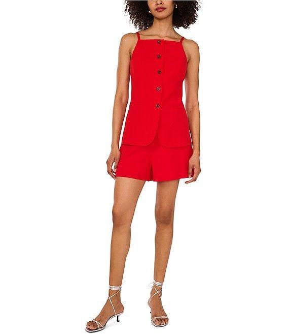 1. STATE Coordinating Linen Blend Flat Front High Waisted Shorts Product Image