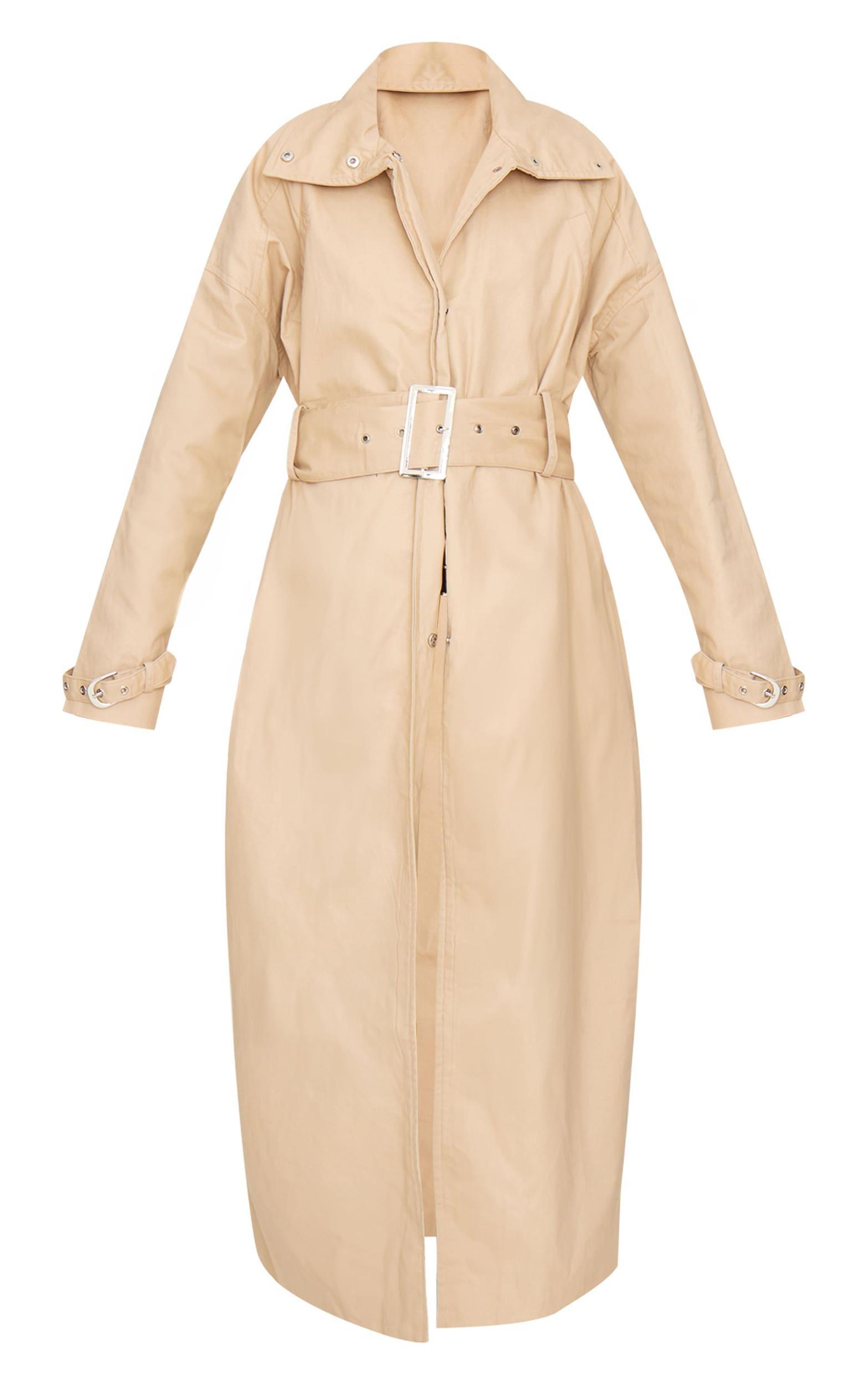 Stone Belted Cuff Detail Trench Coat Product Image