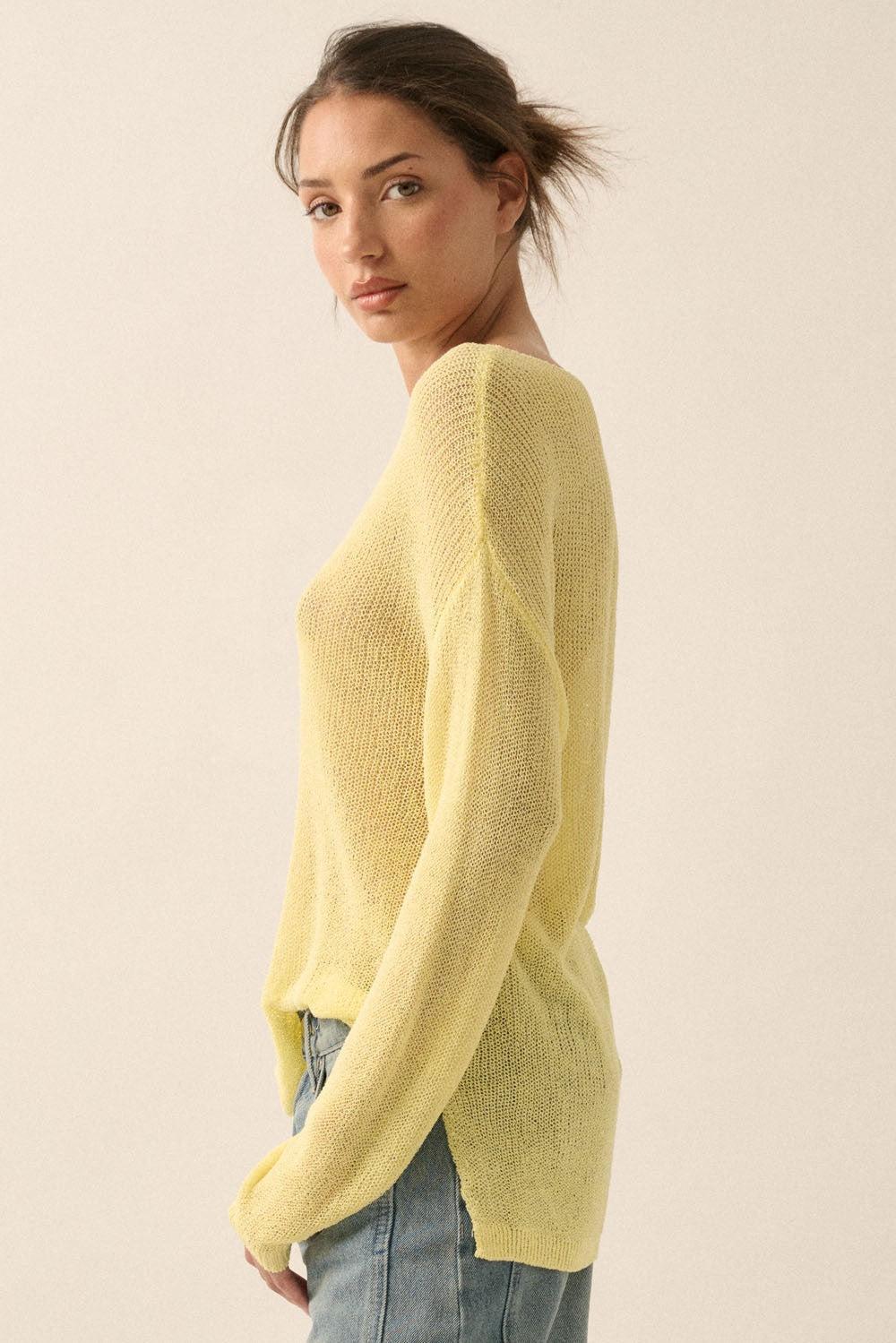 Lightweight Knit Loose-Fit Boatneck Sweater Product Image