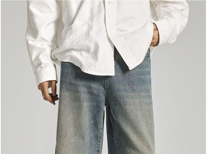 Mid Rise Washed Wide Leg Jeans Product Image