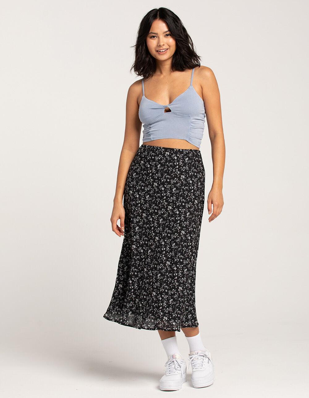 RSQ Womens Low Rise Ditsy Midi Skirt - CREAM/BLACK Product Image