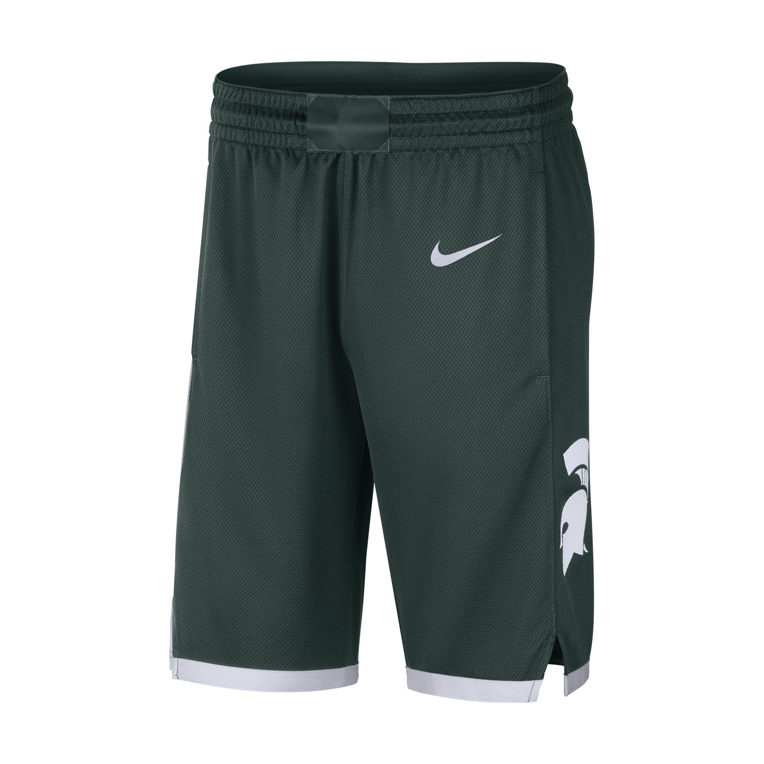 Men's Nike Green Michigan State Spartans Logo Replica Performance Basketball Shorts, Size: Large Product Image