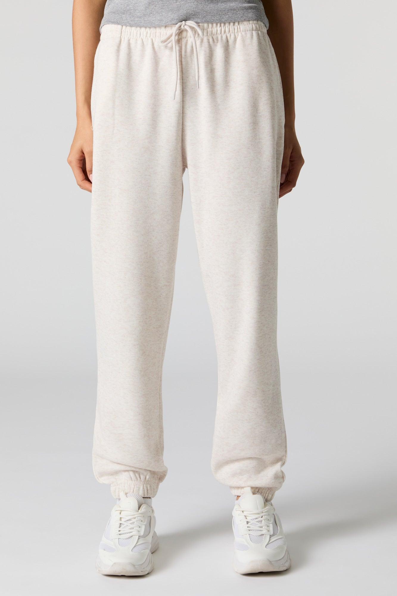 High Rise Solid Fleece Jogger Female Product Image