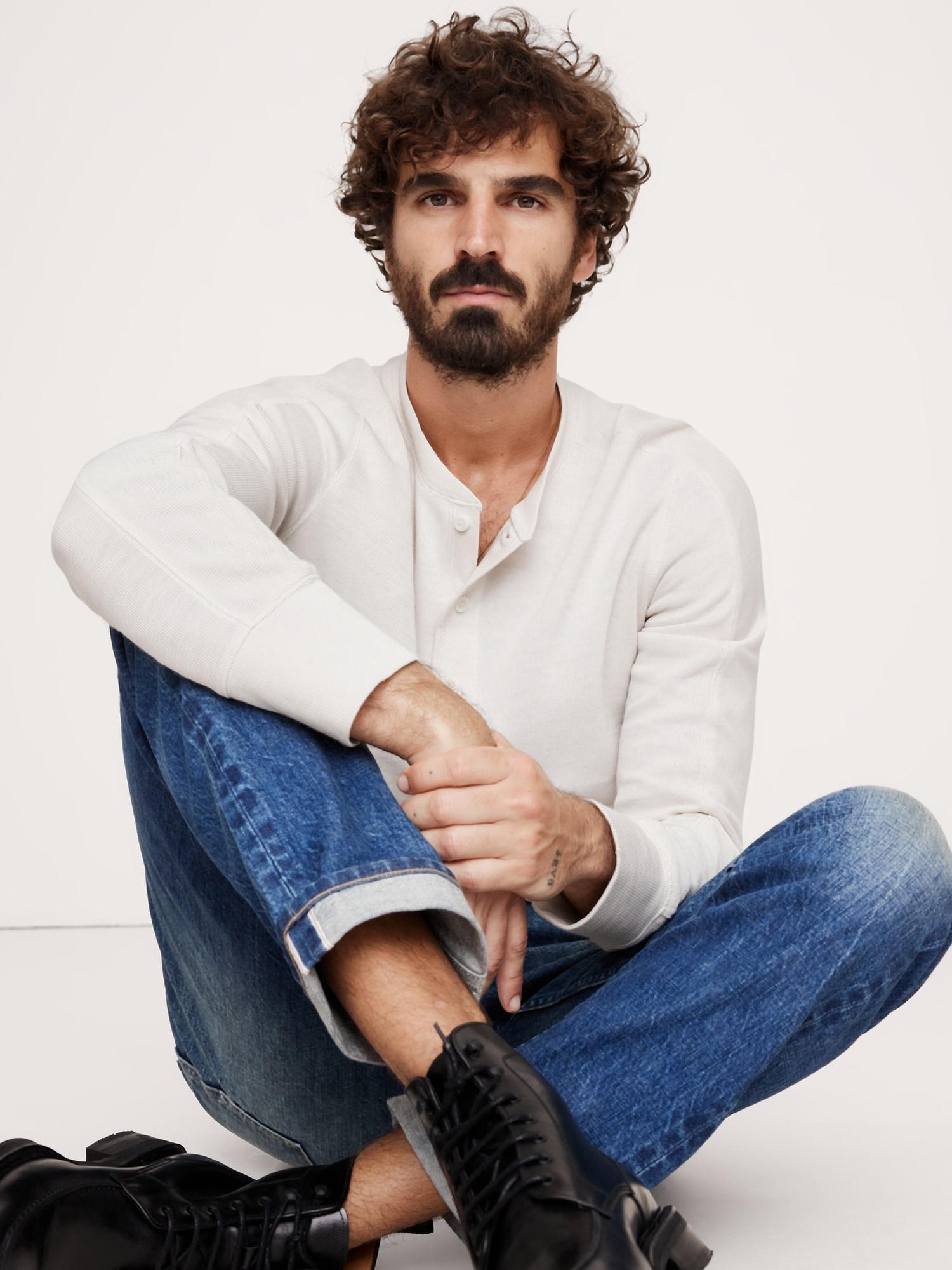 Slub Double-Knit Henley T-Shirt Product Image
