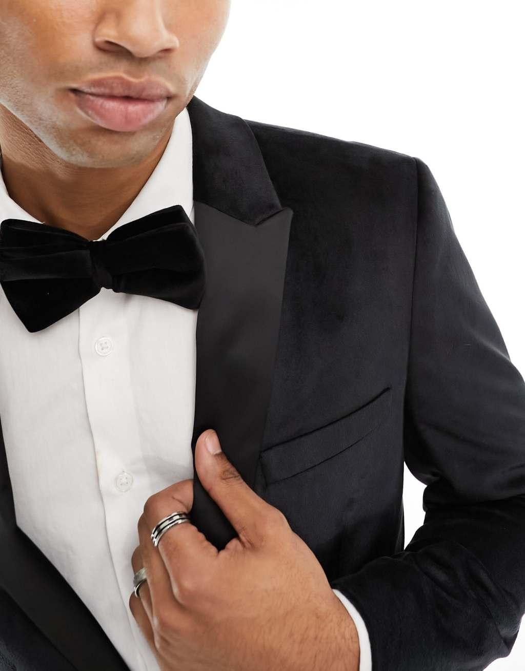 ASOS DESIGN skinny velvet blazer Product Image