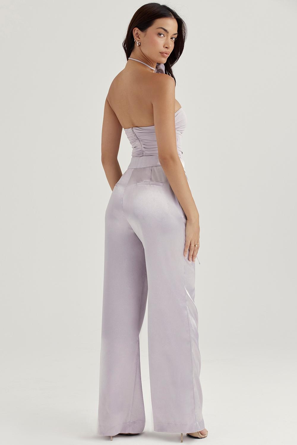 Alivia  grey satin trousers Product Image