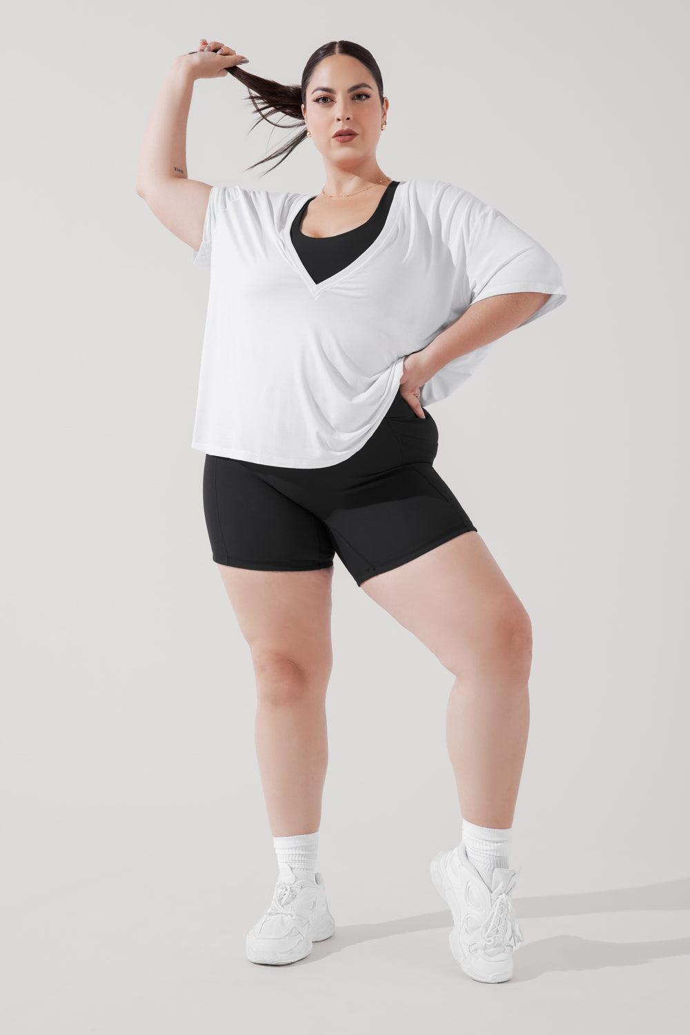 Daring Deep V Tee - White Product Image