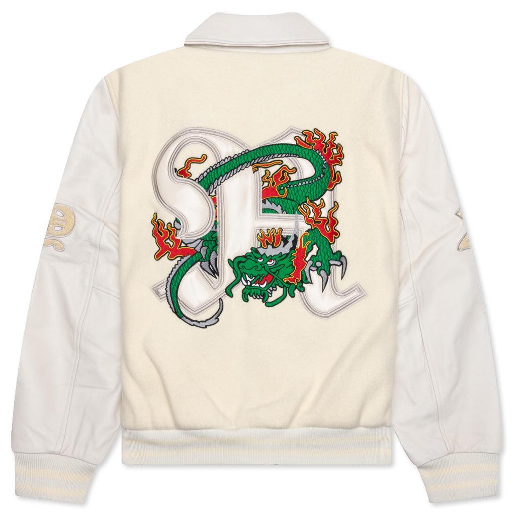 Dragon Embroidered Varsity Jacket - Off White Male Product Image