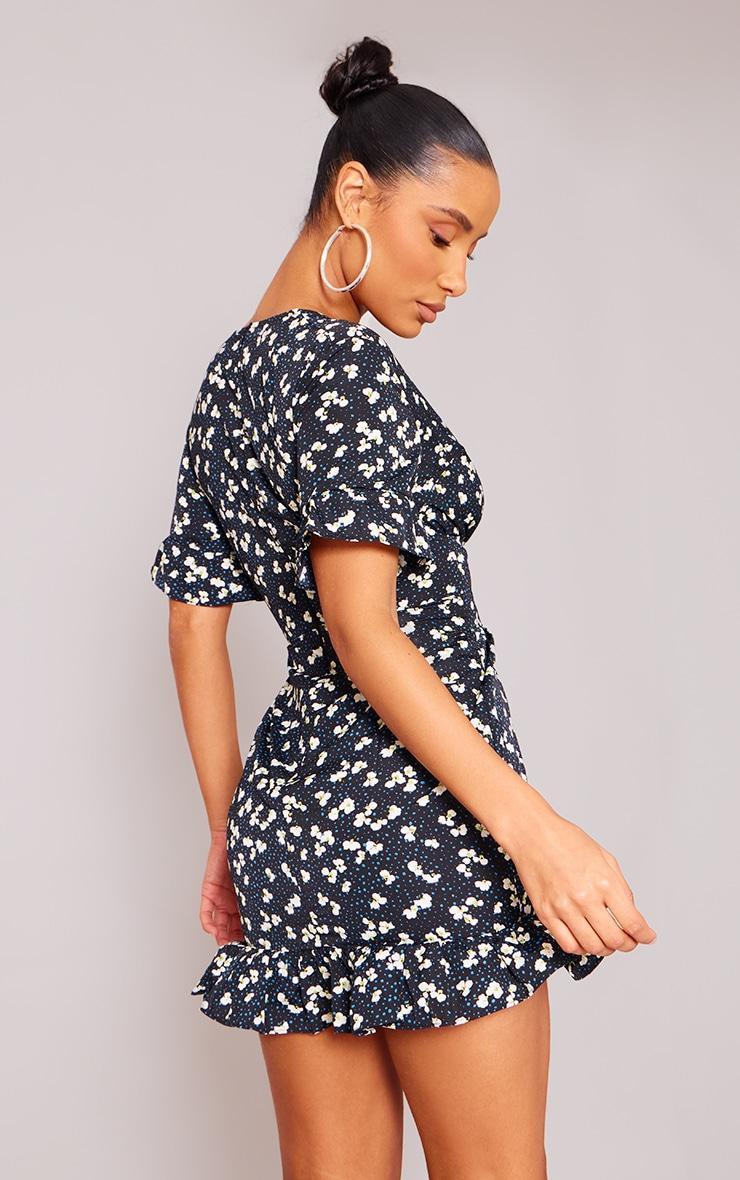 Navy Ditsy Floral Print Corset Swing Dress Product Image