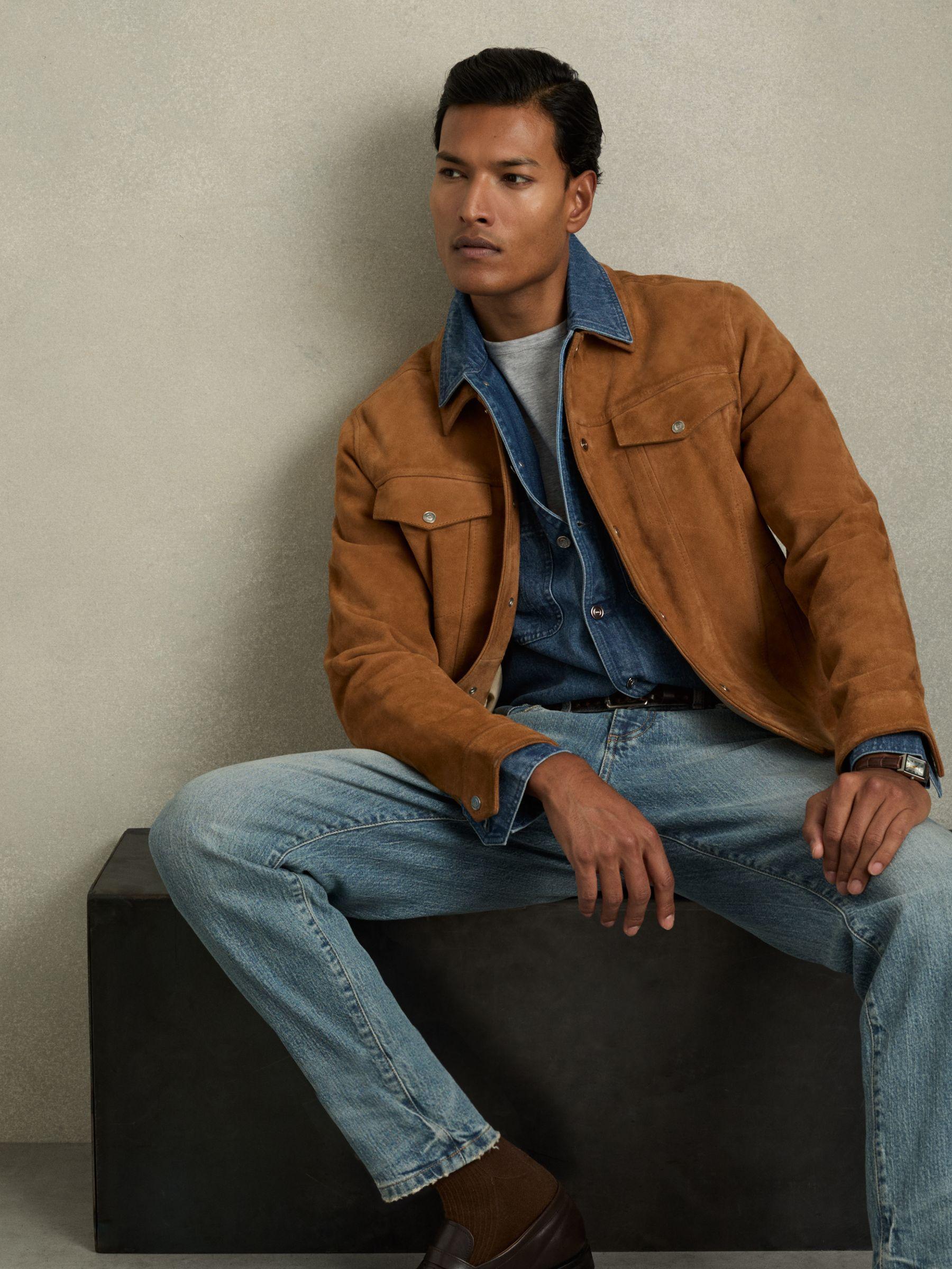 Cotton-Denim Button-Through Overshirt in Light Blue Wash Product Image