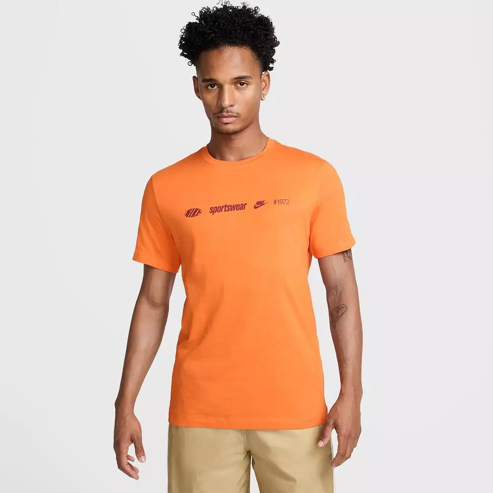 Men's Nike Small Logos Sportswear Tee, Size: Large, Safety Orange Product Image