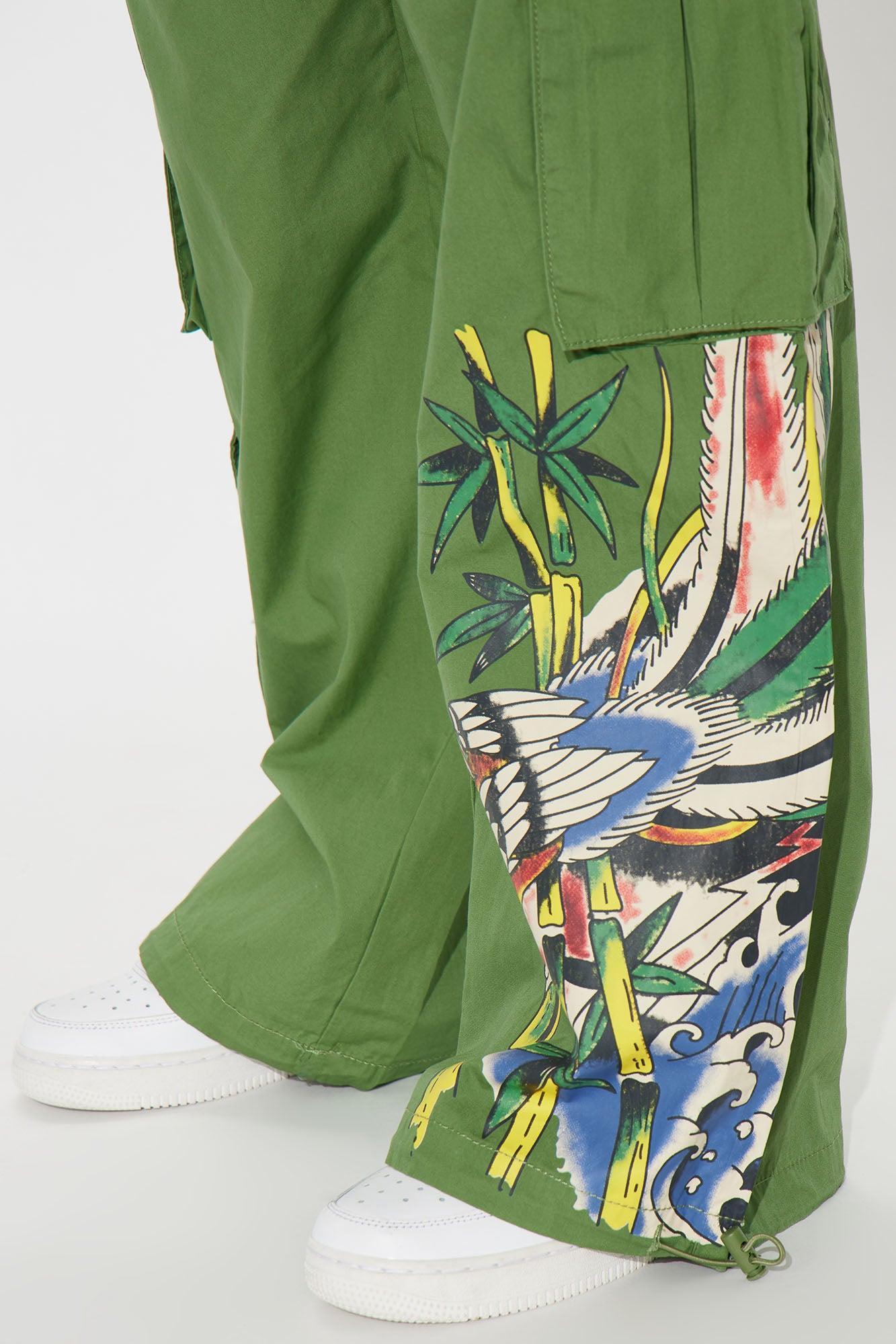 Ed Hardy Peacock Cargo Pants - Army Green Product Image