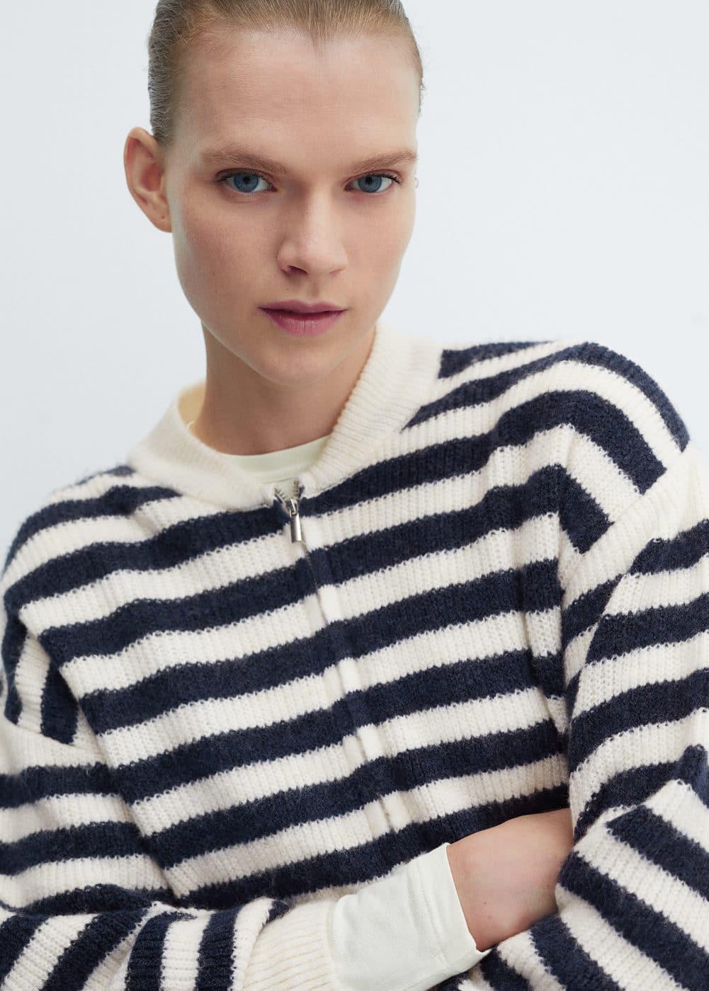 Mango Womens Zipped Knit Cardigan Product Image