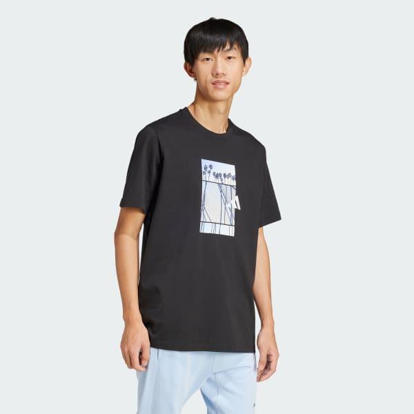 adidas Lens Elevated Graphic Tee Olive Strata M Mens Product Image