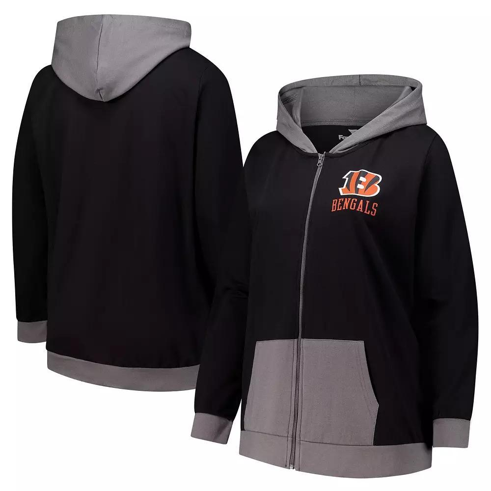 Women's Fanatics  Black Cincinnati Bengals Hit It Full-Zip Hoodie, Size: 1XL Product Image