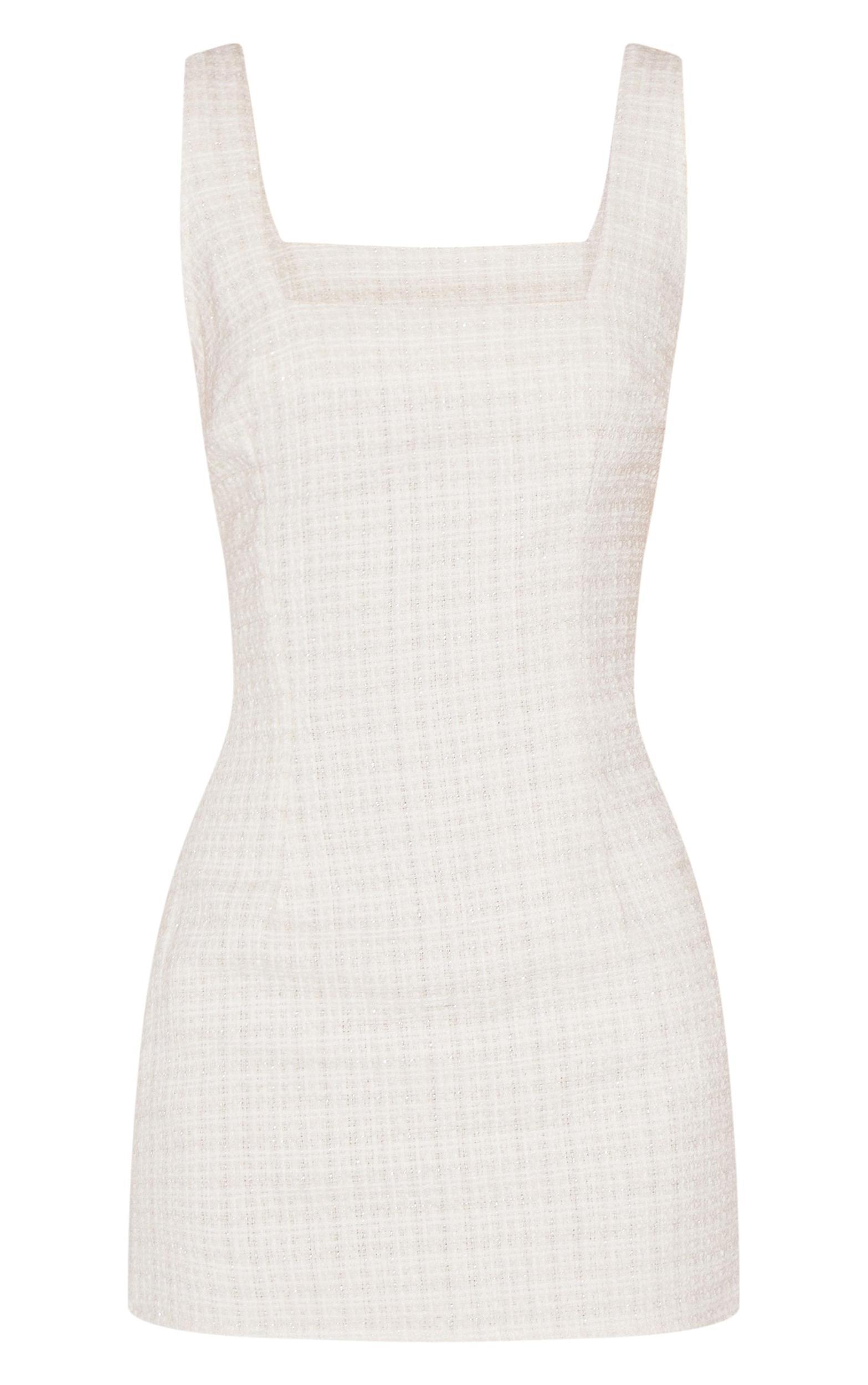 Almond Boucle Square Neck Mini Dress Product Image