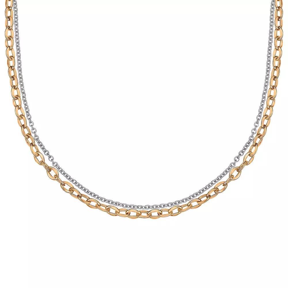 LYNX Stainless Steel Multistrand Layered Chain Necklace, Women's, Size: 22", Gold Tone Product Image