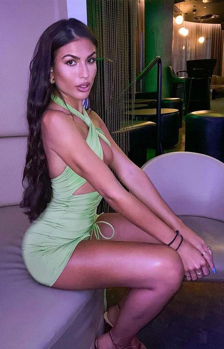 Mia Cross Neck Dress Green Product Image