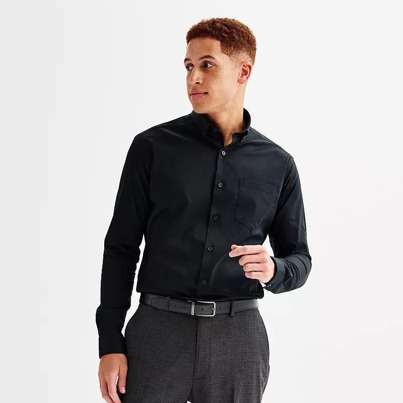 Men's Apt. 9® Wrinkle Free Regular-Fit Button Down Collar Dress Shirt, Size: Large-36/37, Black Luxe Product Image