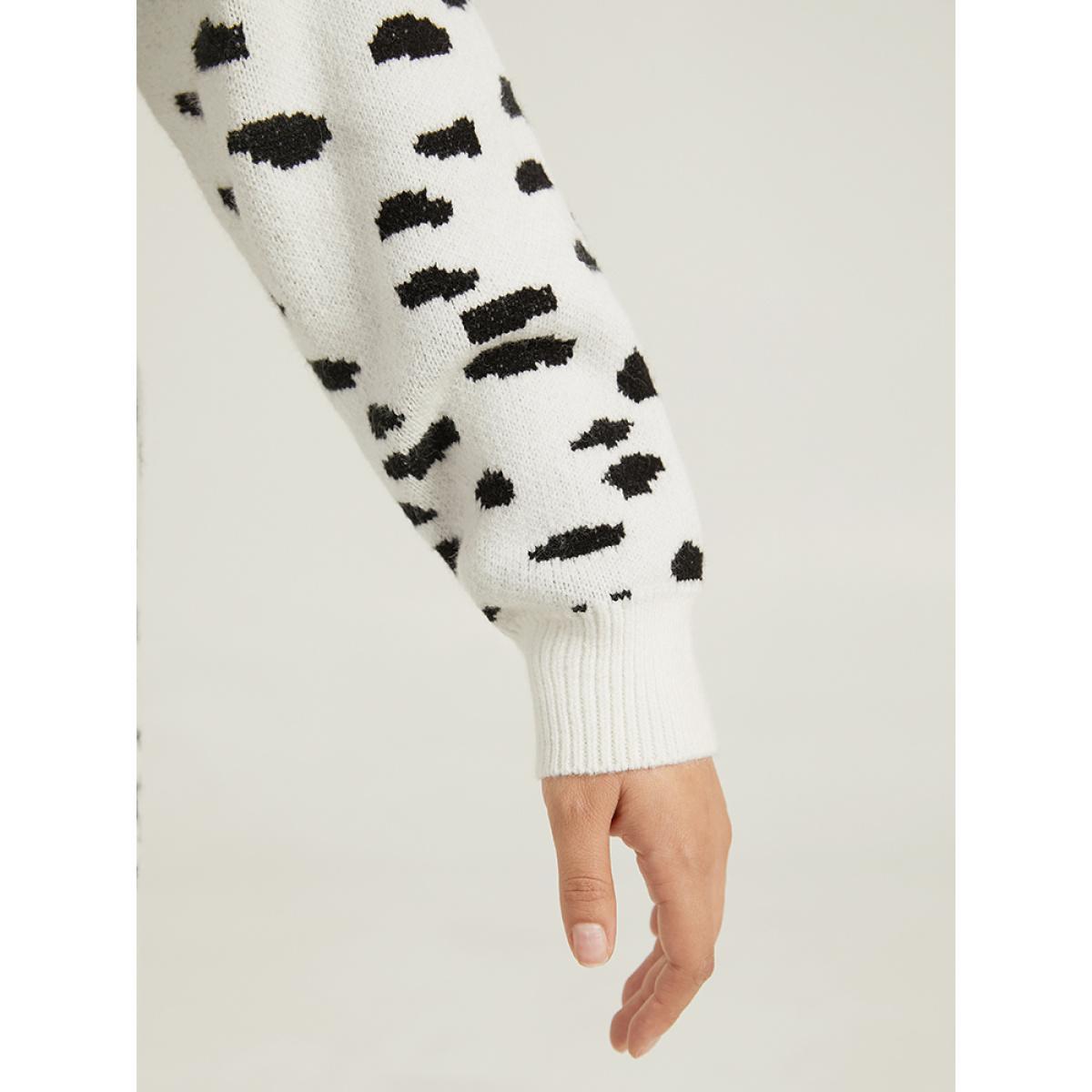 Plus Size Supersoft Essentials Dot Print Open Front Cardigan White Women Casual Loose Long Sleeve Dailywear Cardigans BloomChic 14-16/1X Product Image
