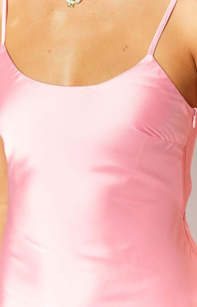Renesmee Pink Satin Maxi Dress Product Image