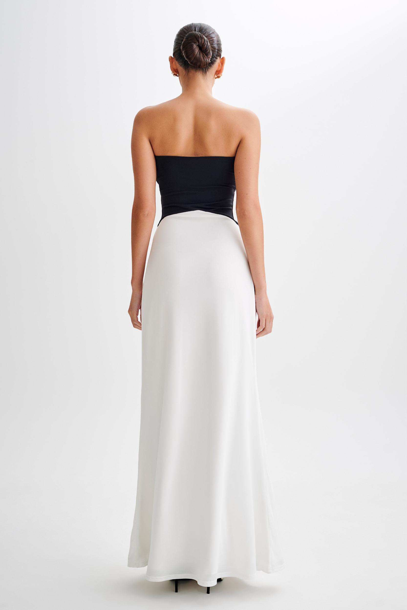 Ruby Strapless Slinky Maxi Dress - Black/White Product Image