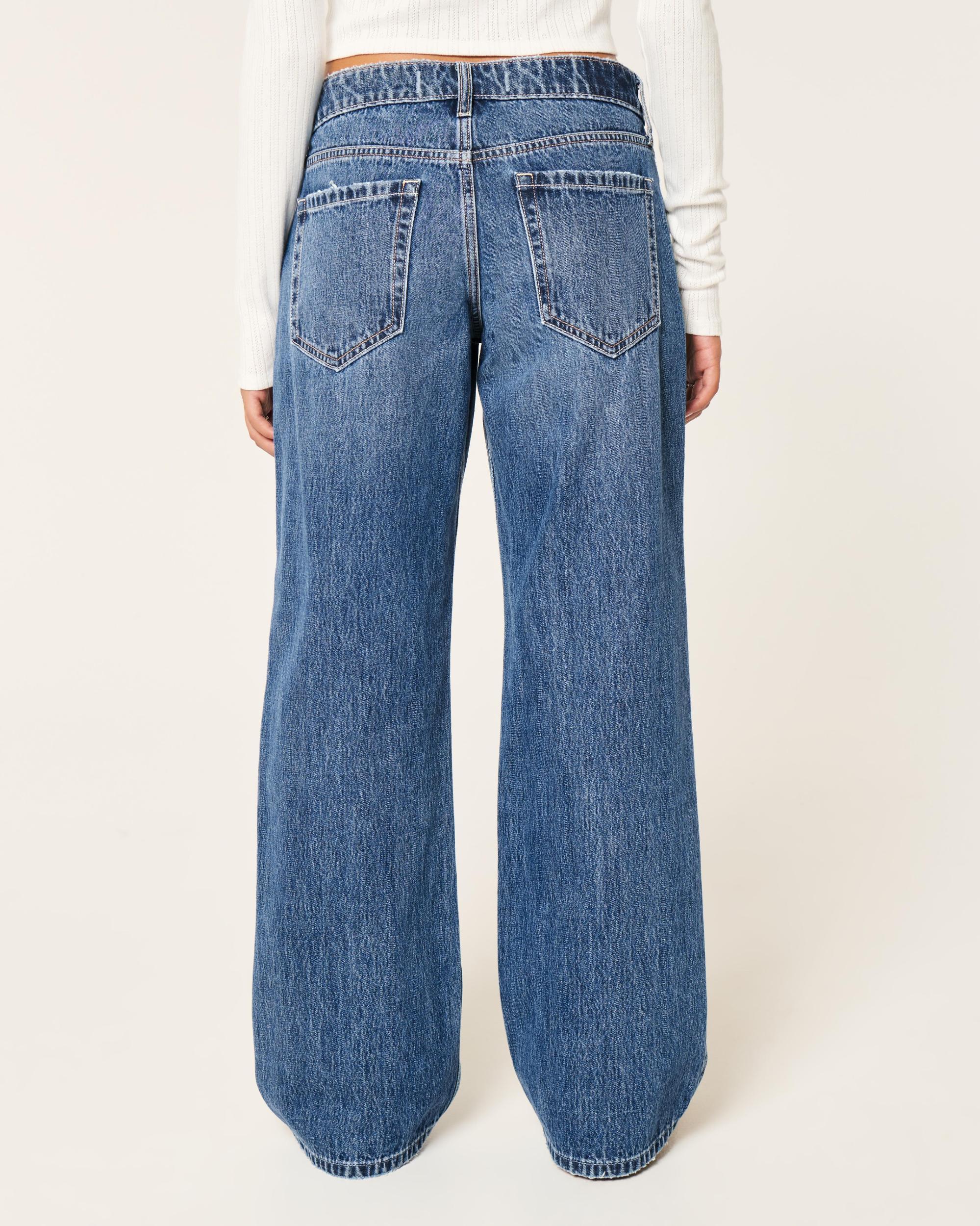 Low-Rise Dark Wash Baggy Jeans Product Image