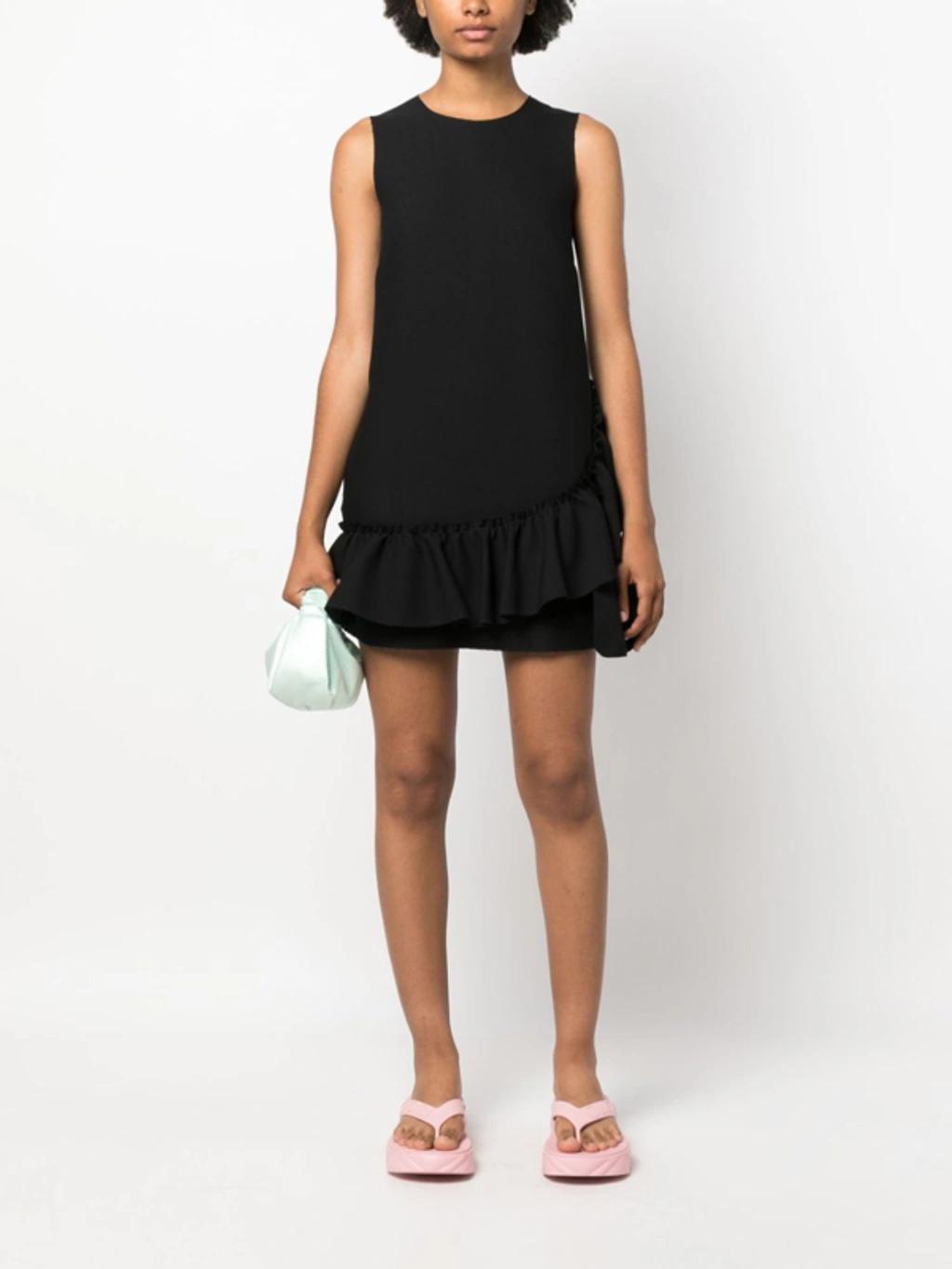 MSGM Ruffled Sleeveless Minidress In Black Product Image