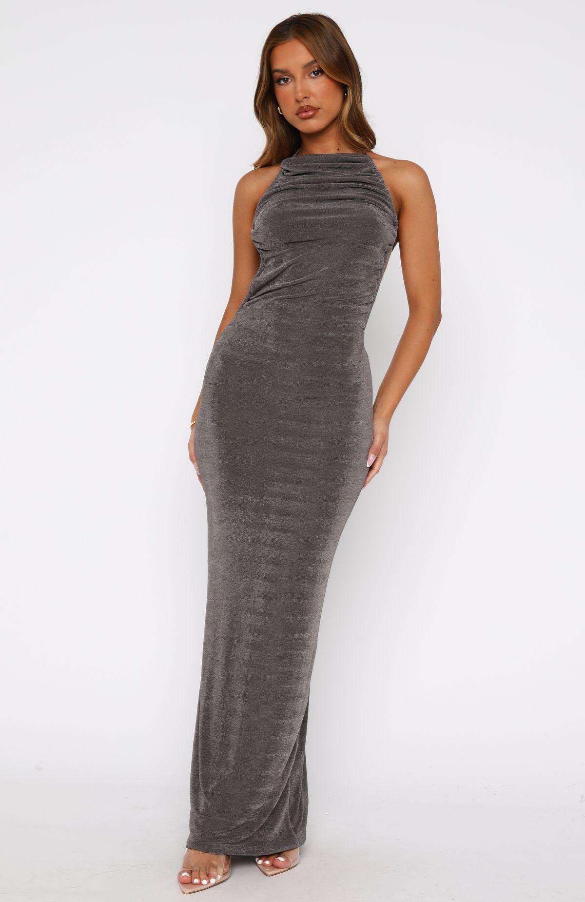 Midnight Romance Maxi Dress Charcoal Product Image