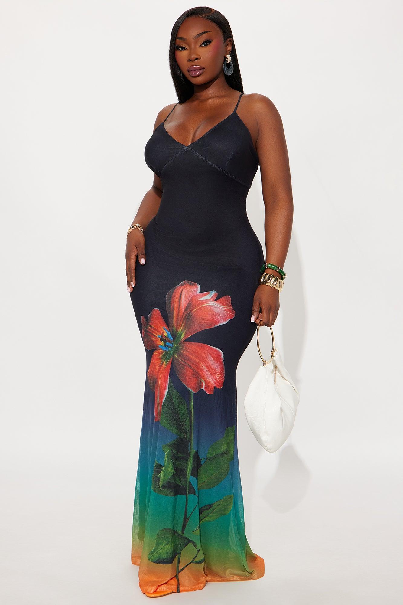 Melanie Floral Mesh Maxi Dress - Black/combo Product Image