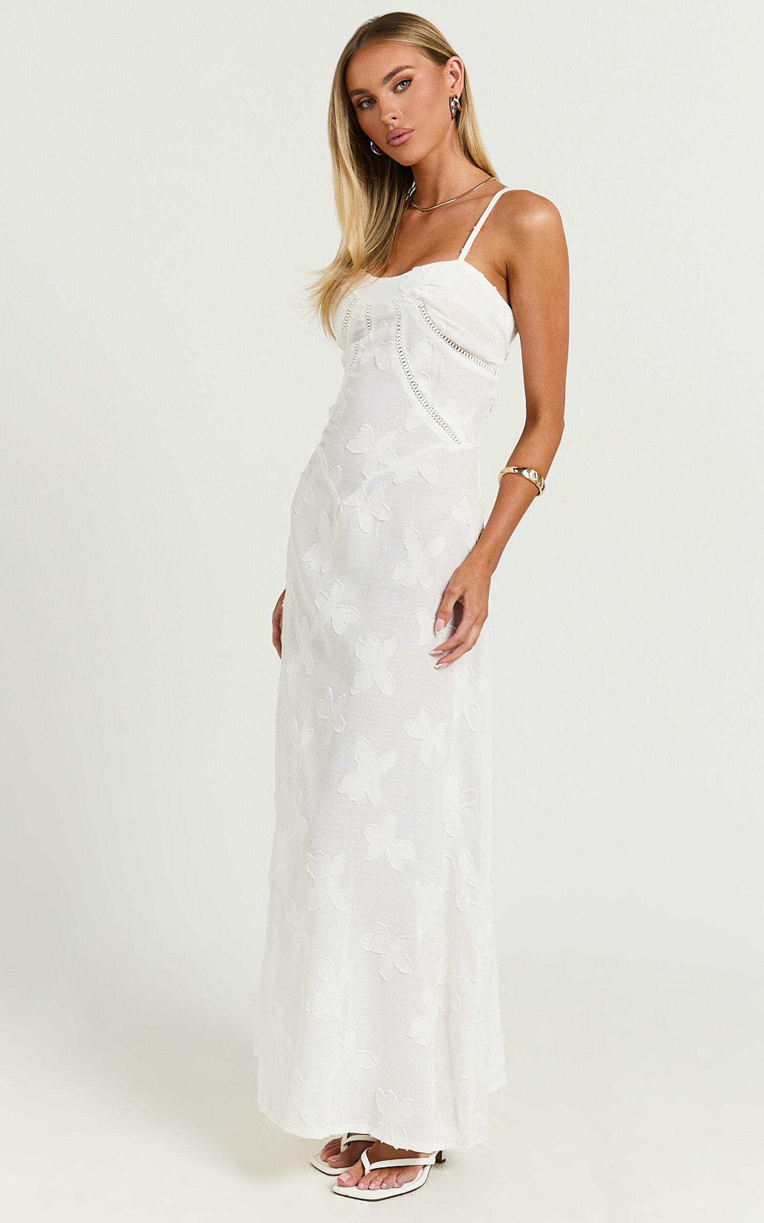 Lily Maxi Dress - Sheer Jacquard Maxi Dress in Cream Product Image