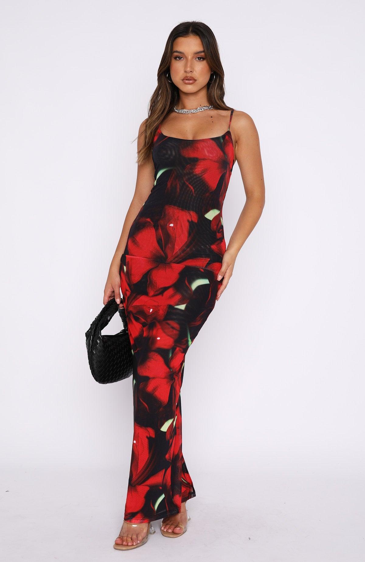 Same Heart Mesh Maxi Dress Red Hibiscus Product Image