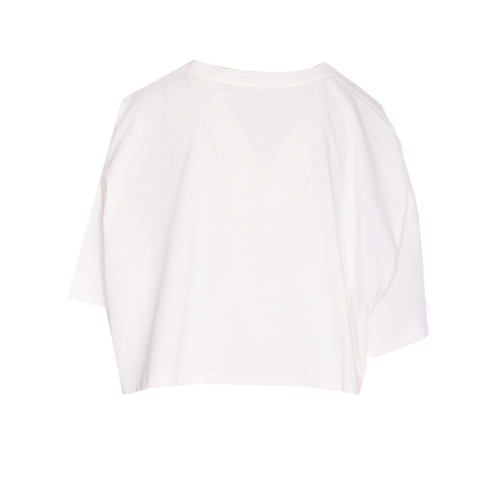 CHLOÉ White Cropped Crewneck T-shirt With Maxi Logo Print On The Front In Cotton Woman In Multicolor Product Image