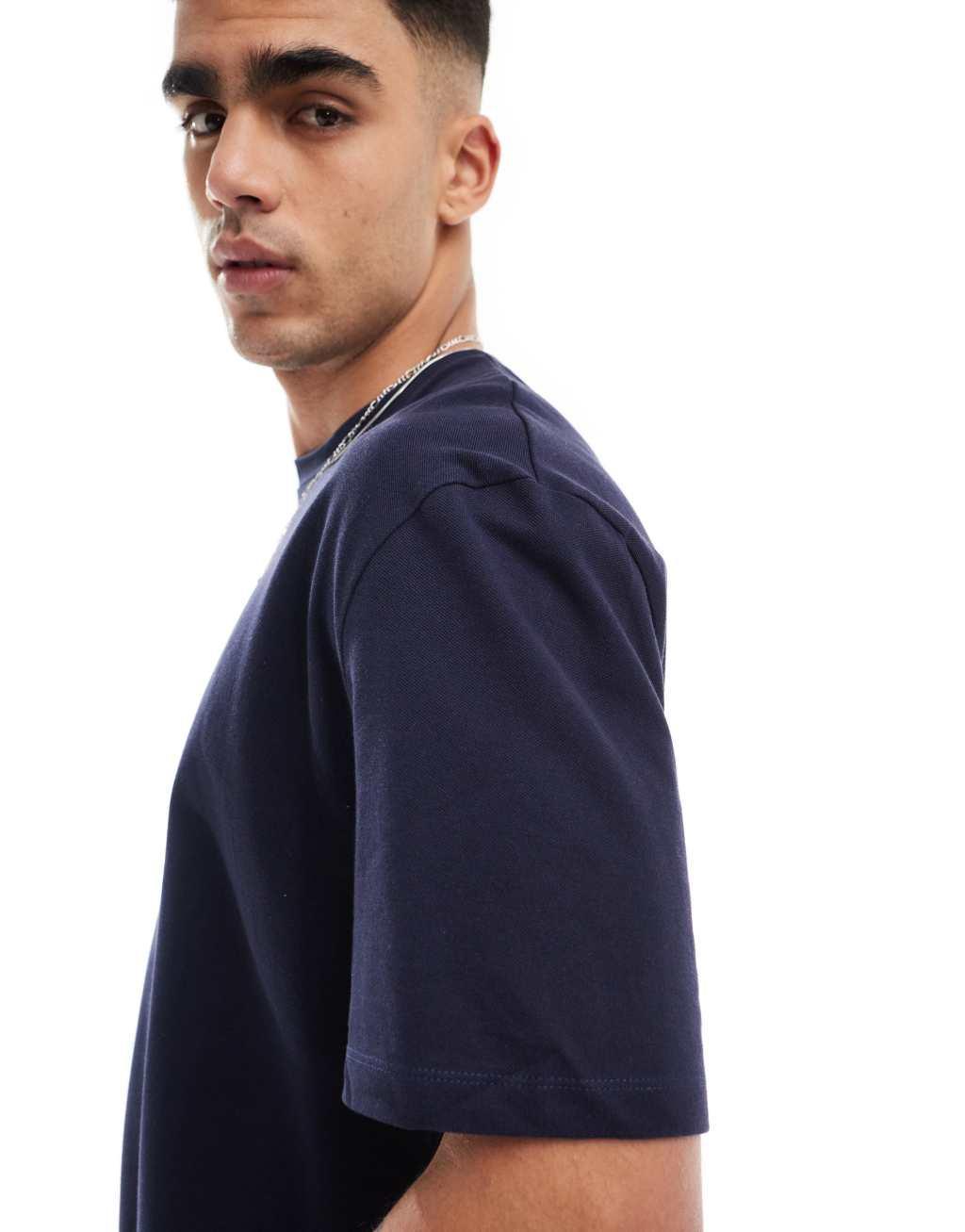 ASOS DESIGN oversized pique t-shirt in navy Product Image