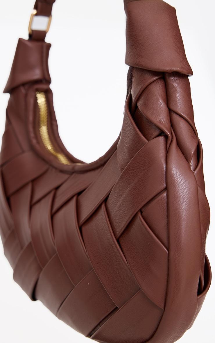 Chocolate Pu Weave Crescent Hand Bag Product Image