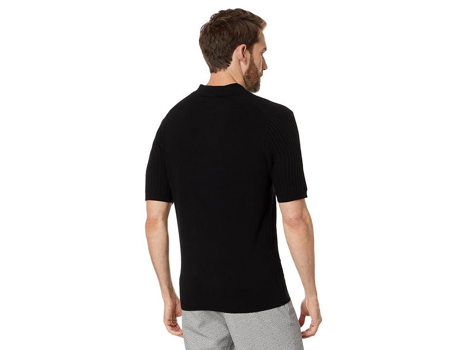 Karl Lagerfeld Paris Textured Three-Button Short Sleeve Knit Top Men's Clothing Product Image