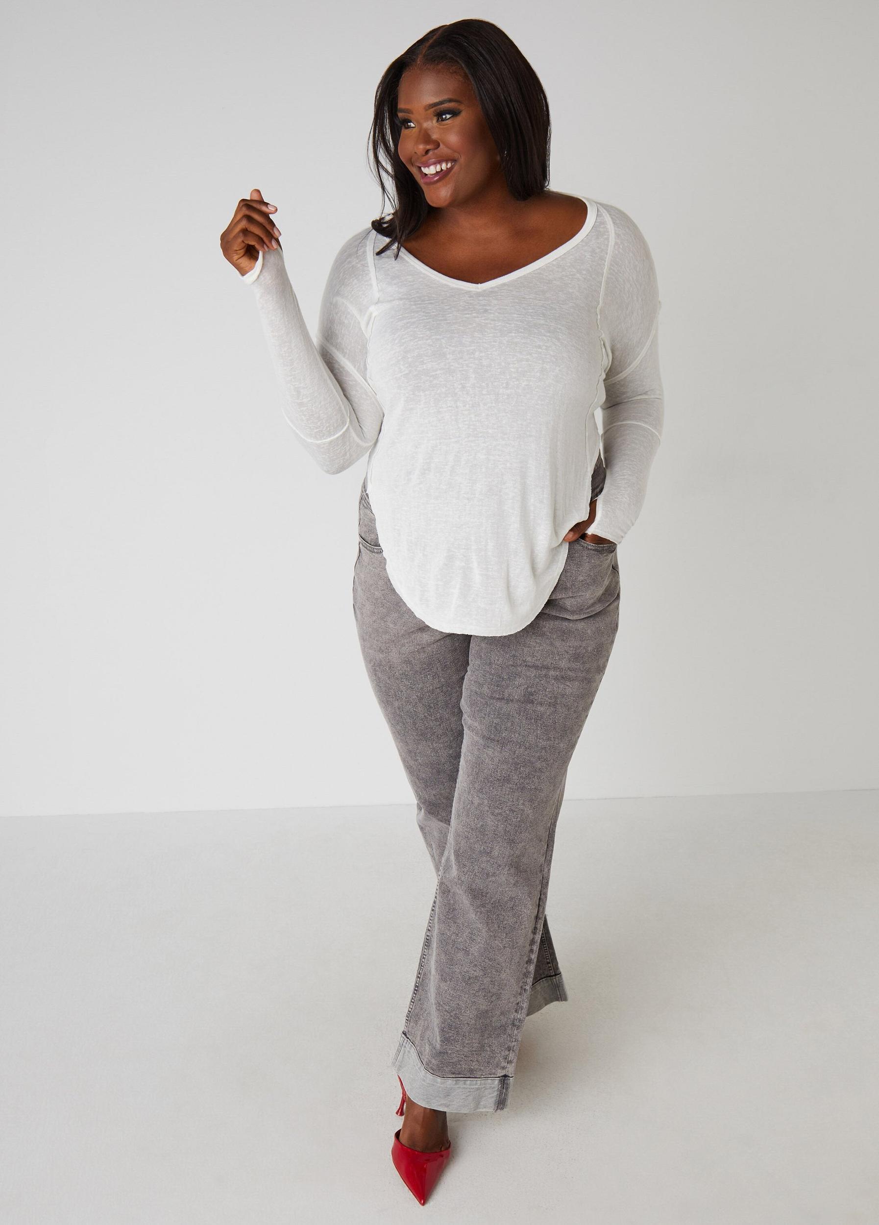 Slub Knit V Neck Top Product Image