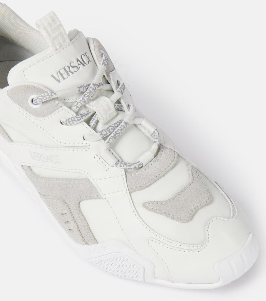 VERSACE Galaxia Suede-trimmed Leather Sneakers In White Product Image
