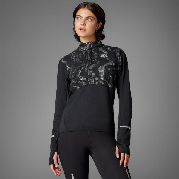 adidas Ultimate Hi Vis Reflective 1/2-Zip Top Silver Green S Womens Product Image