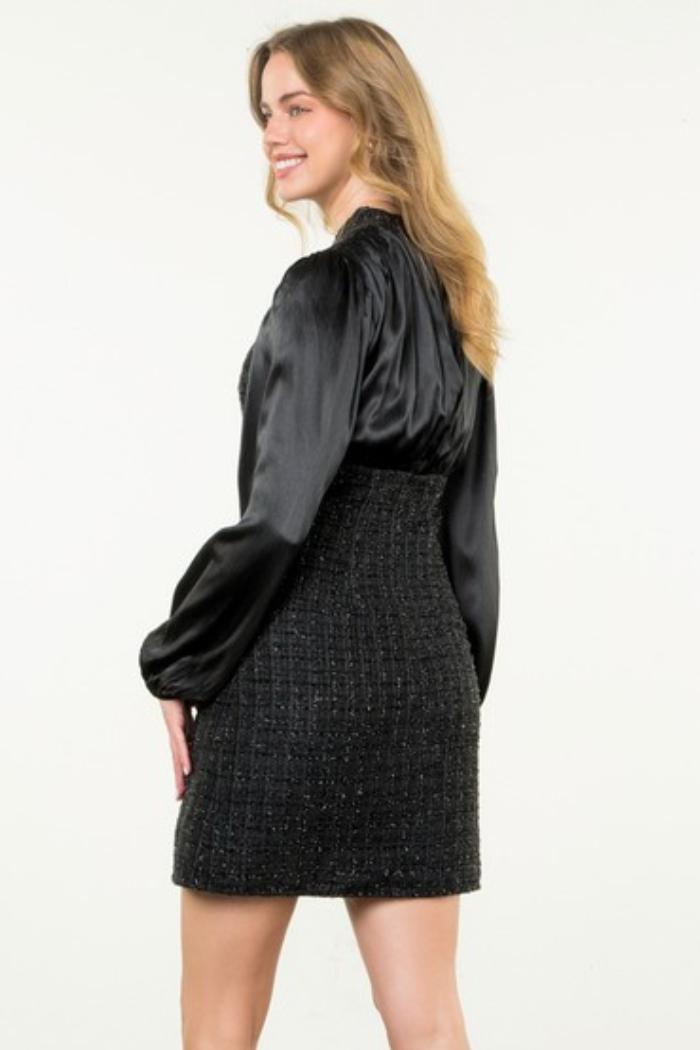 Mixed Media Tweed Dress Product Image