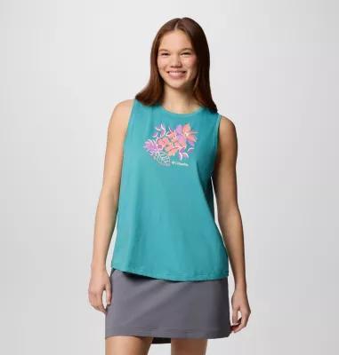 Women's Columbia Ruby Springs Crewneck Graphic Tank Top, Size: Small, Alpenglow Product Image