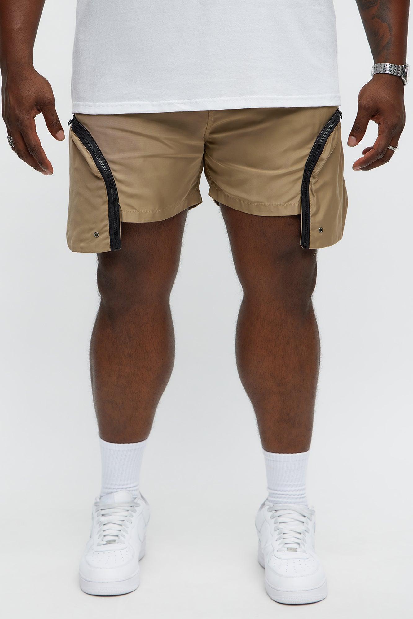 Cargo Pockets Relaxed Drawstring Shorts - Taupe Product Image