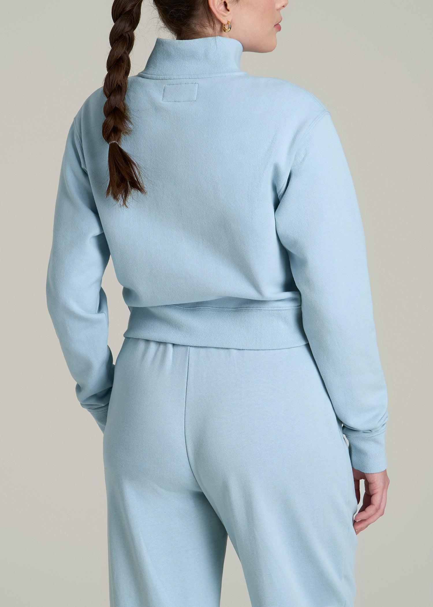 Wearever 2.0 Fleece Half-Zip Cropped Sweatshirt for Tall Women in Ice Blue Product Image