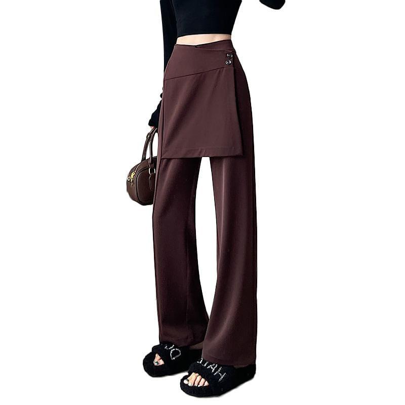 High-Rise Plain Loose Fit Pants Product Image