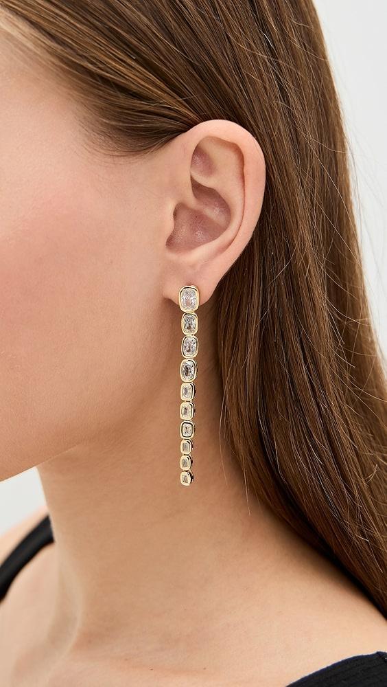 By Adina Eden Colored Bezel Baguette Graduated Drop Stud Earrings | Shopbop Product Image