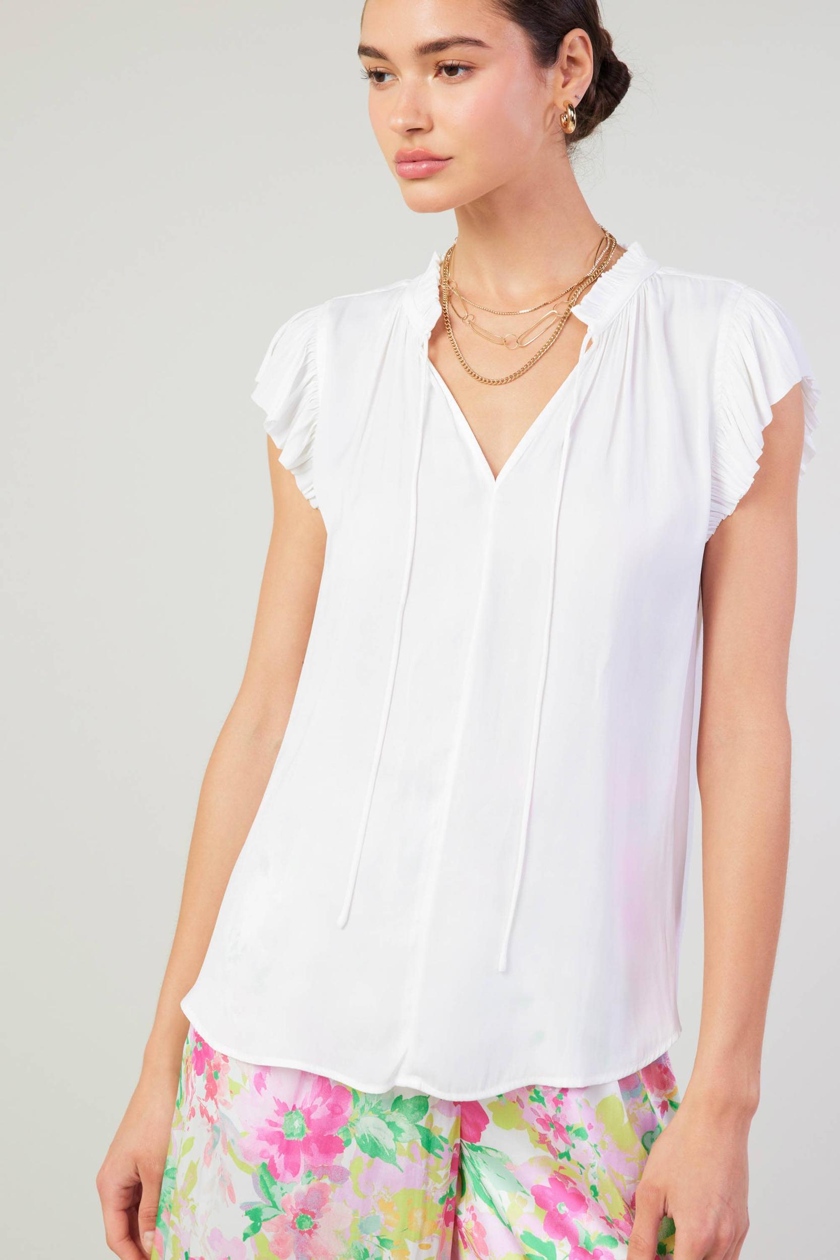 Melany Ruffle Blouse - white Product Image